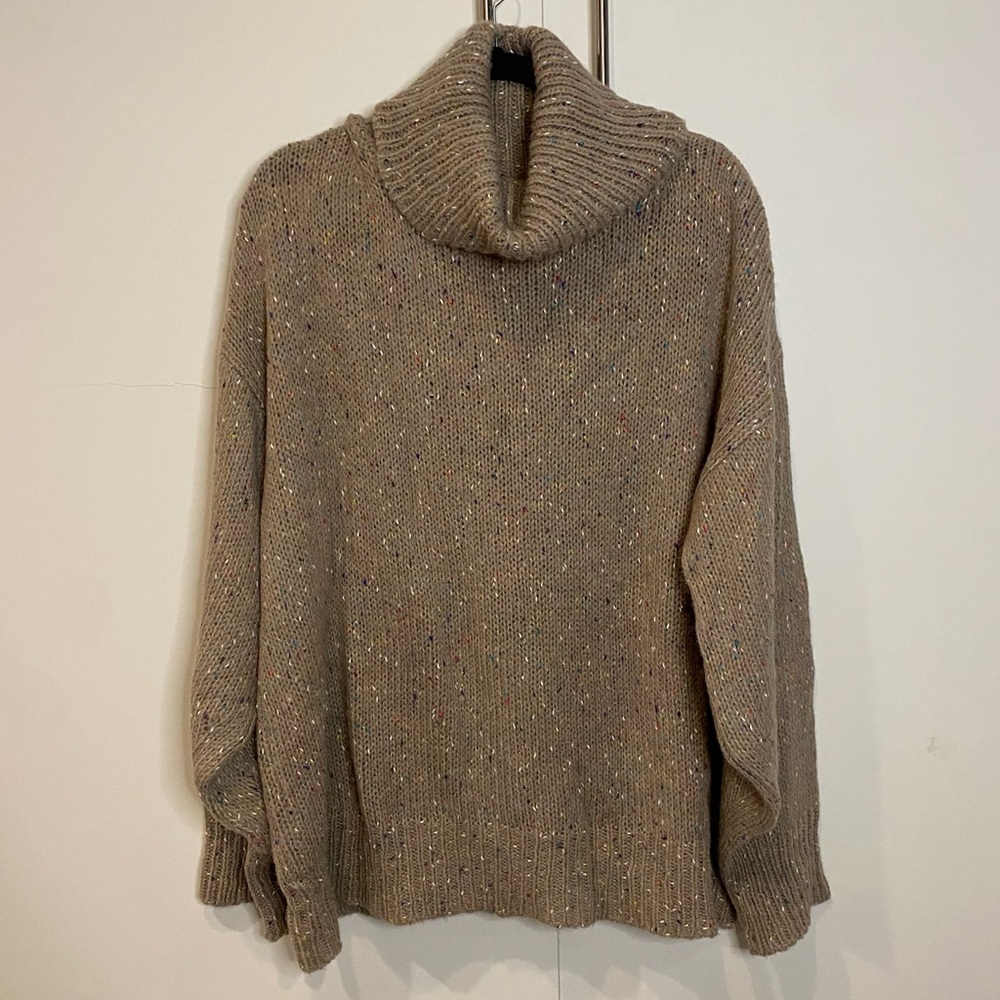Something Navy Speckled Brown Turtleneck Sweater